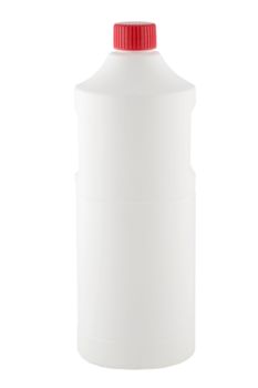White plastic bottle red cap isolated on white