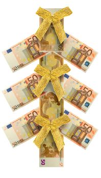 tree made of euro money isolated on white background