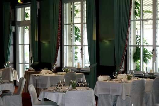 Table setting at a interior of a restaurant