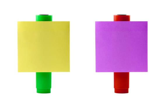 note papers in marker pen isolated on white background