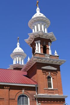 Church steeples and crosses in downtown Reno Nevada.