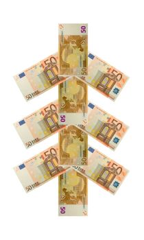 money christmas tree - holiday concept from fifty euro banknote