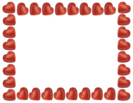 love frame with red hearts isolated on the white background