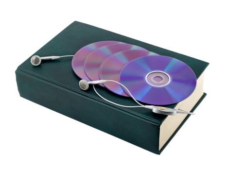 e-book with cd isolated on white background