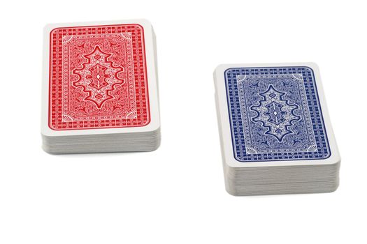Deck of playing cards isolated on white background