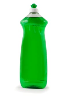 bottle plastic green isolated on white background