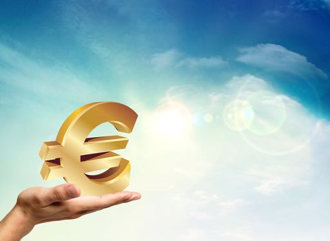 European economy with na golden euro ready to fall