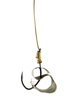 american dollar bait on hook golden thread