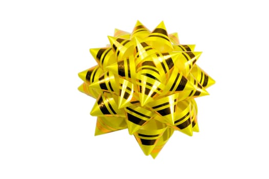 yellow bow isolated on white background,to be used in placing on top of items - gifts, products, etc