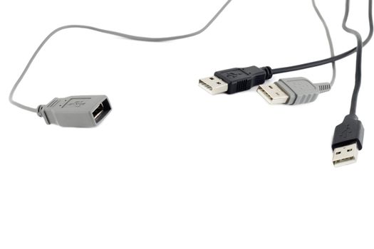 usb cable close-up isolated on white background