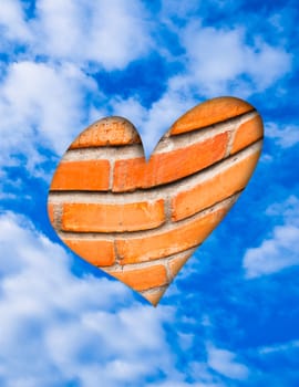 Brick walls of the heart. With background sky.
