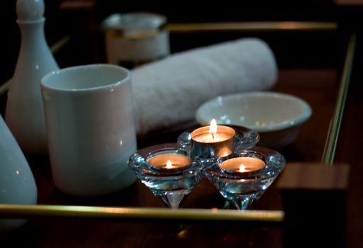 spa salon products body-care in candlelight