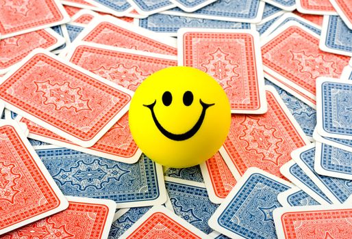 smile in red and blue cards background