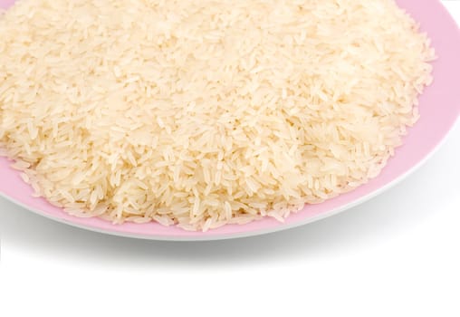 rice chinese on plate isolated on white background