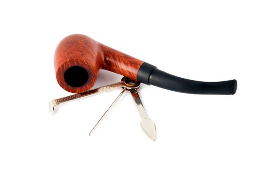 pipe tobacco accessory close-up isolated on white background