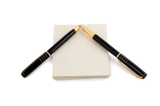 pen note paper close-up concepts isolated on white background