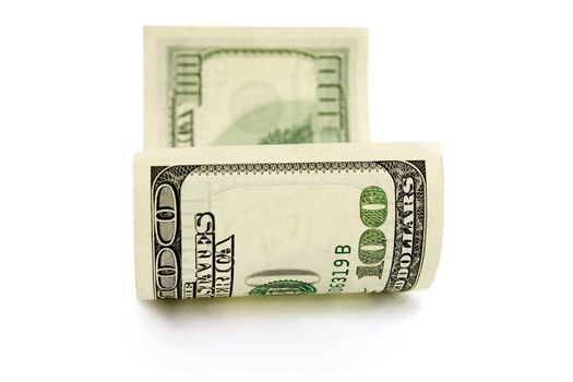 One hundred dollars bank note isolated on white