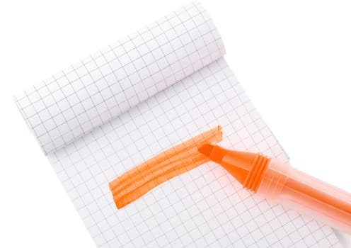 notebook and pen isolated on white