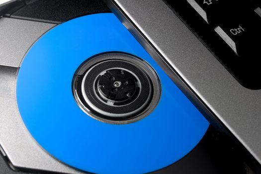 notebook with opened dvd rom