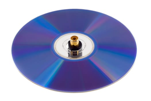music compact disk with jackplug isolated on white background