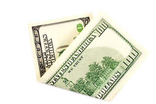 One hundred dollar ,isolated on white background.