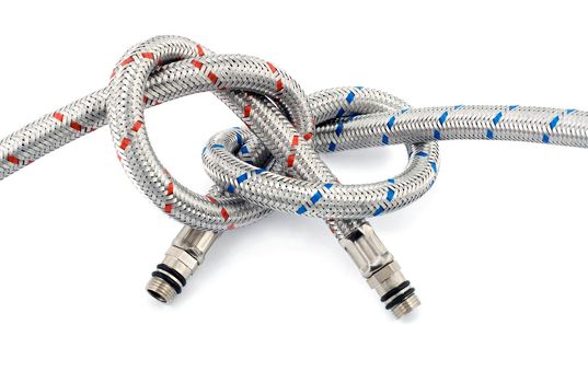 Metallic hose isolated on white