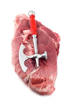 axe meat isolated on white background