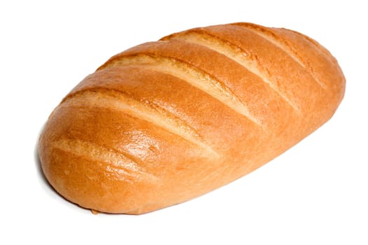 long loaf with shadow close-up isolated on white background