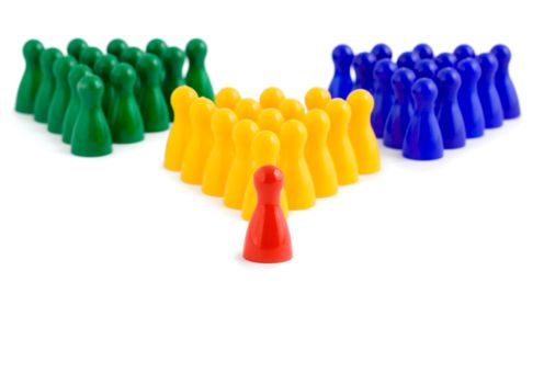 leadership team , strategy game close-up isolated on white background