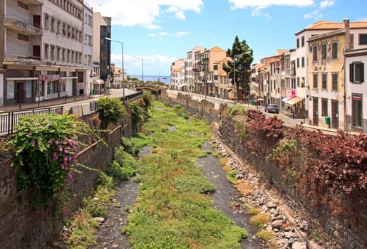 dry riverbed in Funchal during the summer season  Madeira