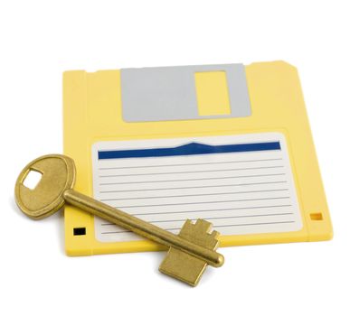 key on diskette symbol protection isolated on white background