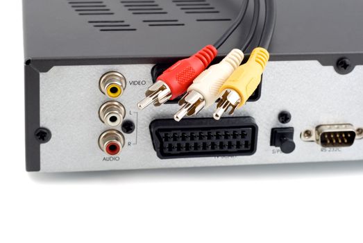 Input jacks with video audio cable in tuner tv