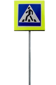 Information sign pedestrian close-up isolated on white background