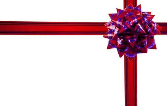 Gift ribbon and bow isolated on white background.