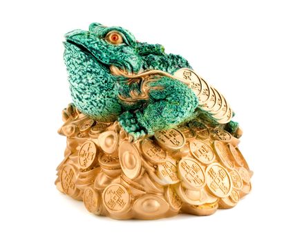 frog symbol wealth close-up isolated on white background