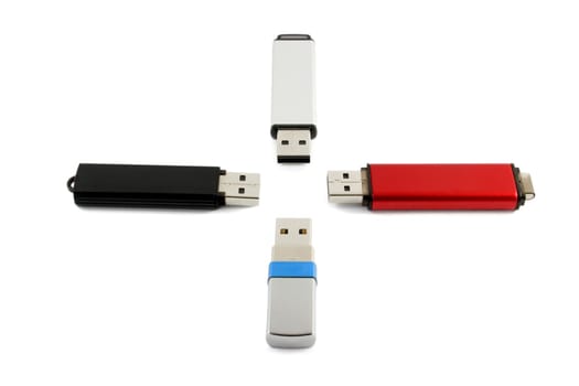 Flash drive connect close-up concepts isolated on white background