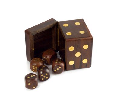 dices in dice craps close-up isolated on white background