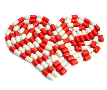 Capsule formed heart, isolated on white background
