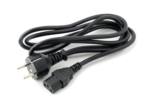 Black computer cables isolated on white background