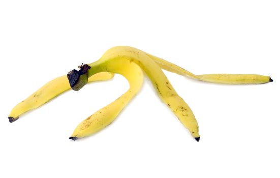 Banana peel , close-up isolated on white background