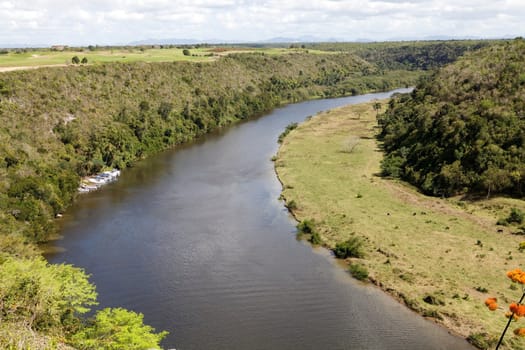 Chavon river view from Alto de Chavon, La Romana, Dominican Republic, Hispaniola island