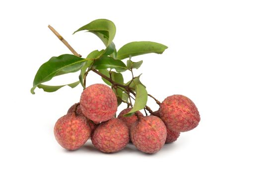 Fresh lychees isolated on white background