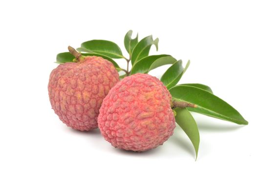 Fresh lychees isolated on white background
