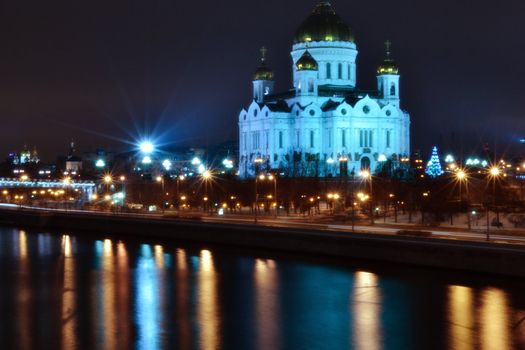 Night view of the Cathedral of Christ the Saviour in Moscow