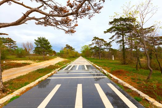 panel of sidewalk in Istria, Croatia