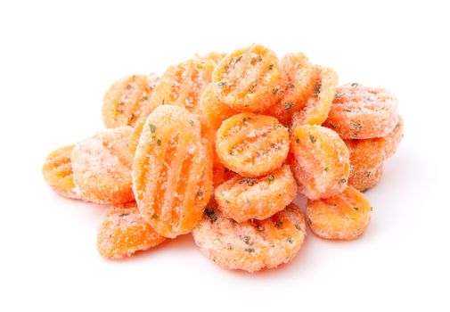 slice frozen carrot, isolated on white