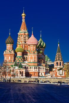 Architectural details of St Basil's Cathedral on Red Square, Moscow, Russia