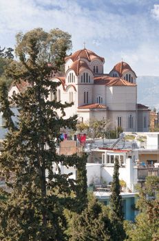 Agia Marina or Saint Marina Greek orthodox church situated on the Hill of the Nymphs in Athens, Greece.