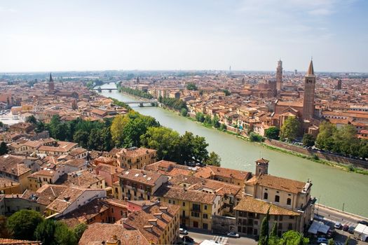 Verona panoramic view from the high hill, Italy
