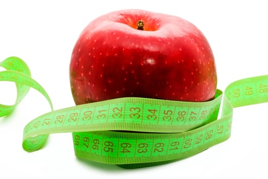 Measuring a red apple